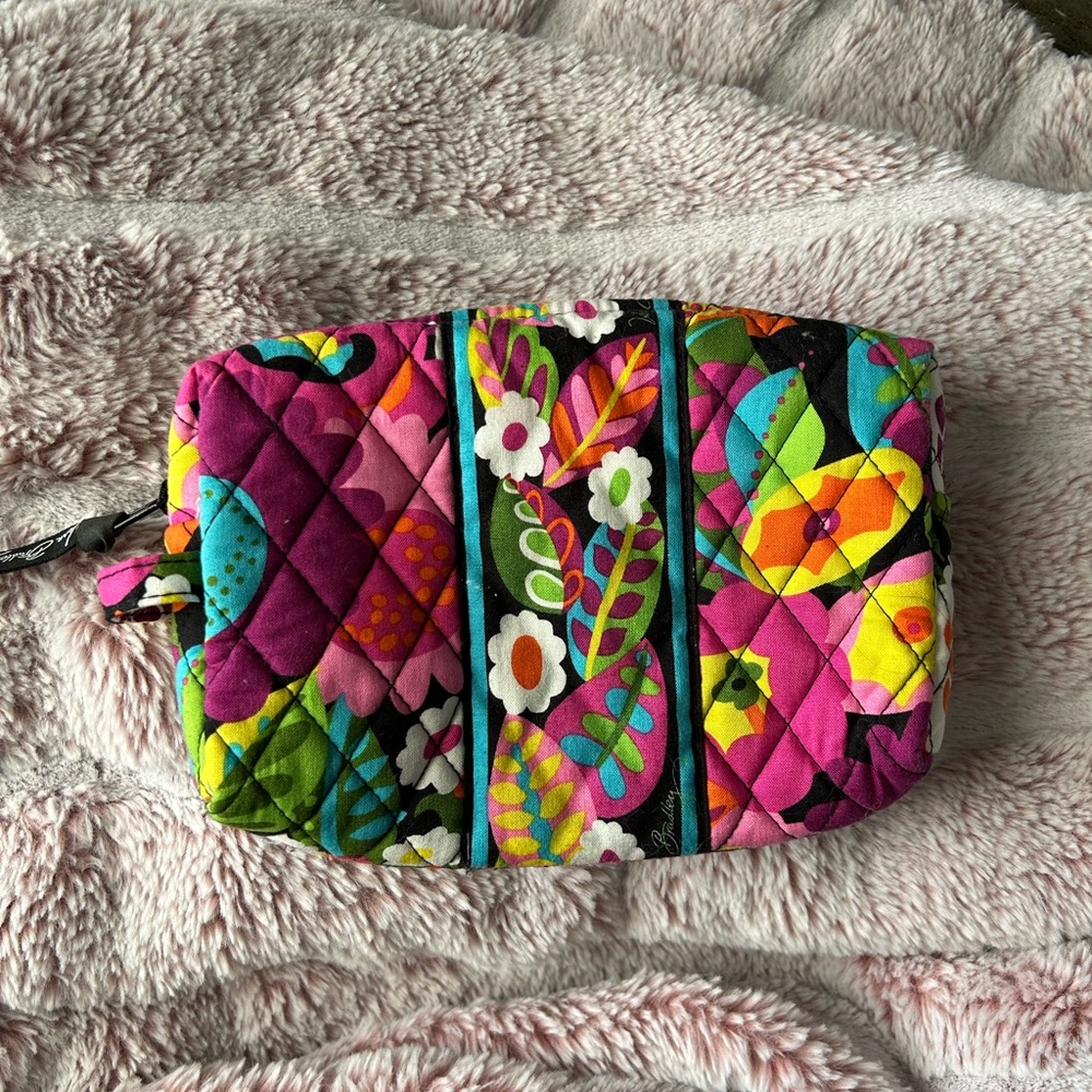 Vera BradleyQuilted Floral Pink Multi Travel Cosmetic Pouch